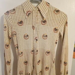 1970's Mushroom Print Dagger Collar